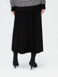 Pleated Elastic Skirt,CO,BLACK,Image 4