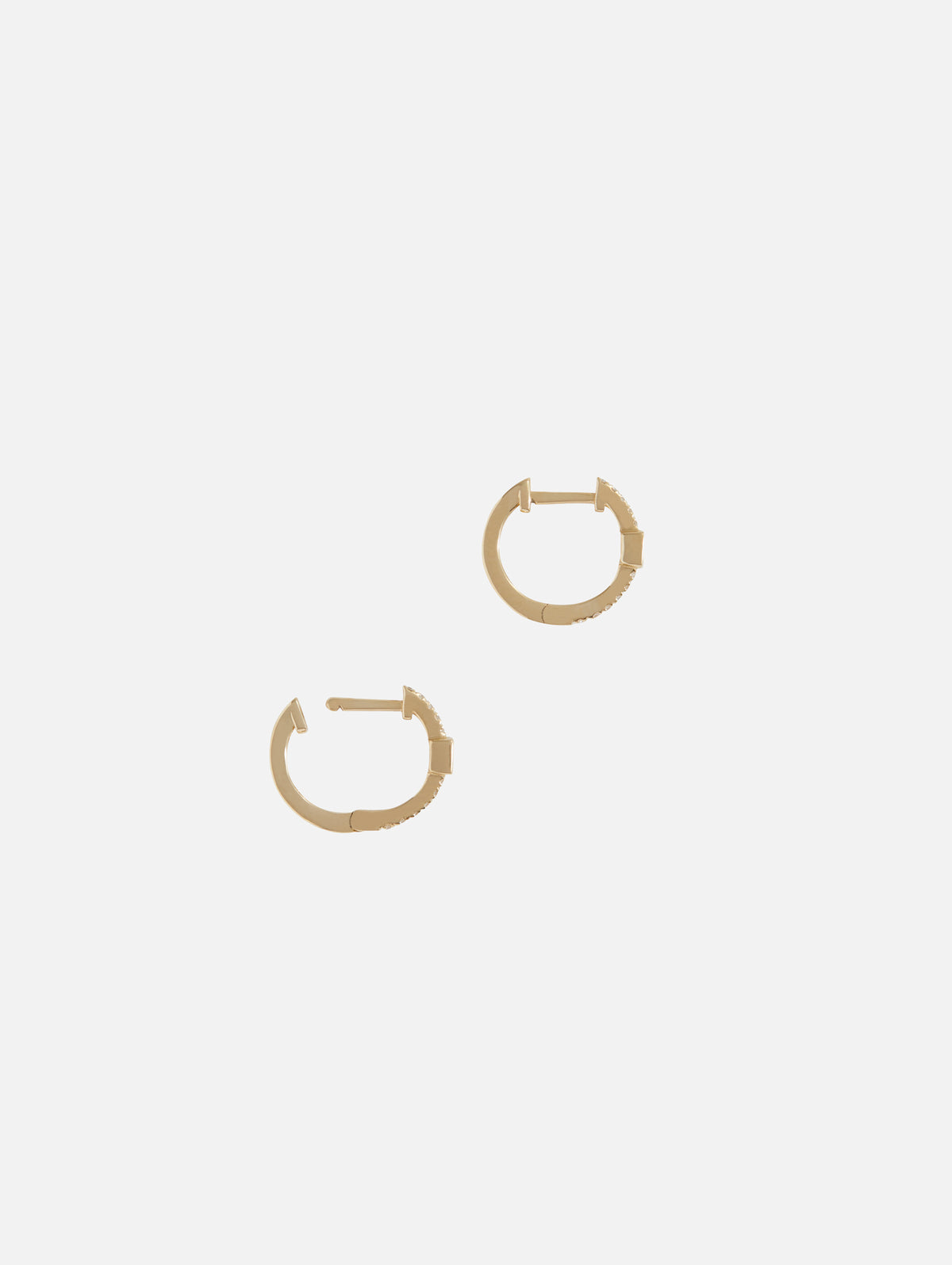 Pavé Diamond Mini Hoops WIth Diamond Baguette,JACQUIE AICHE,YELLOW GOLD,Image 4