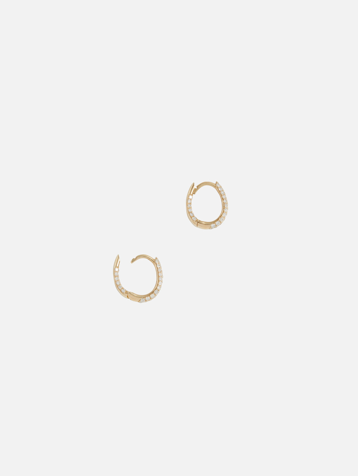 Small Three Row Pavé Inside Out Oval Mini Hoop,JACQUIE AICHE,YELLOW GOLD,Image 4