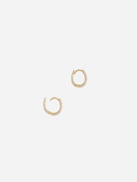 Small Three Row Pavé Inside Out Oval Mini Hoop,JACQUIE AICHE,YELLOW GOLD,Image 4
