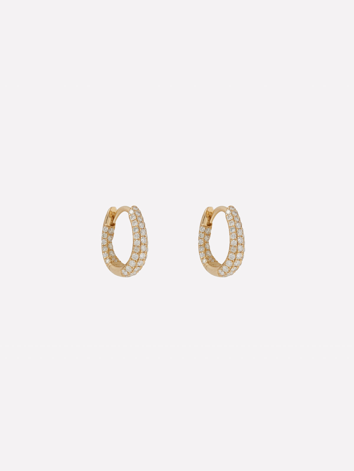 Small Three Row Pavé Inside Out Oval Mini Hoop,JACQUIE AICHE,YELLOW GOLD,Image 1