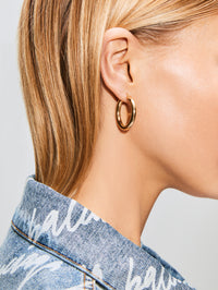 1" Wide Hoops,SHYLEE ROSE,YELLOW GOLD,Image 2