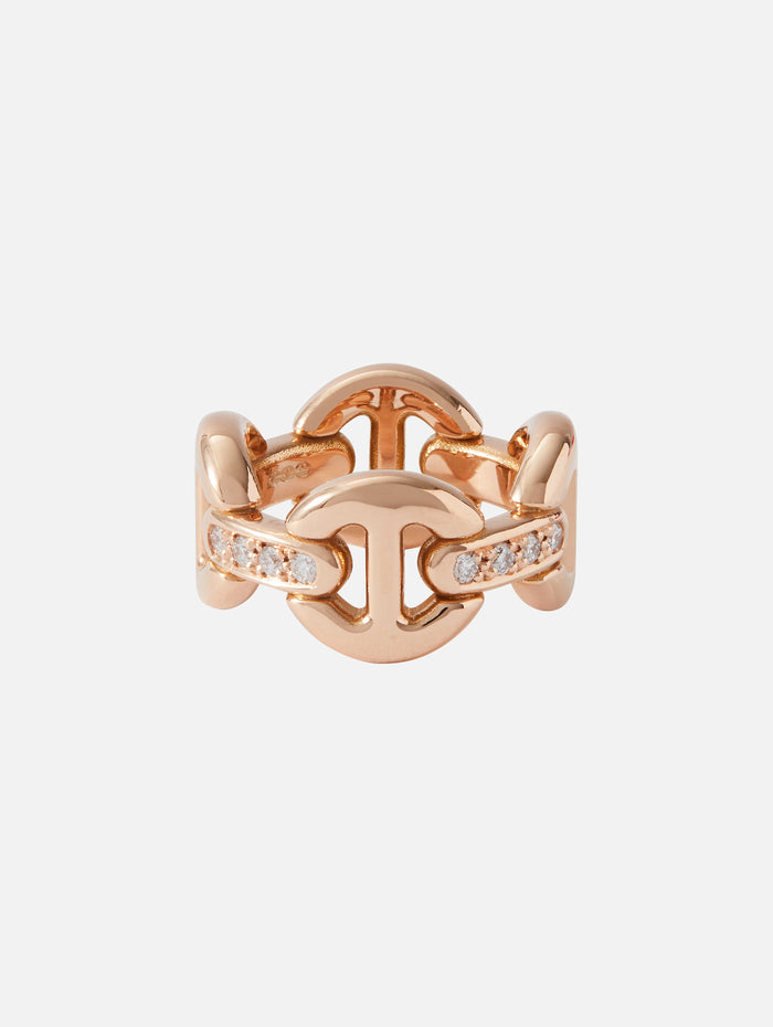 Quad Link Ring With Diamond Bridges,HOORSENBUHS,ROSE GOLD,Image 1