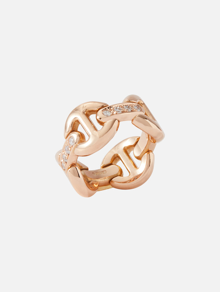 Quad Link Ring With Diamond Bridges,HOORSENBUHS,ROSE GOLD,Image 1