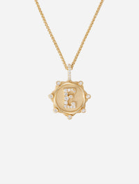 Pave Initial Coin Necklace,MARLO LAZ,YELLOW GOLD,Image 4