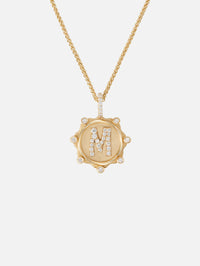 Pave Initial Coin Necklace,MARLO LAZ,YELLOW GOLD,Image 6