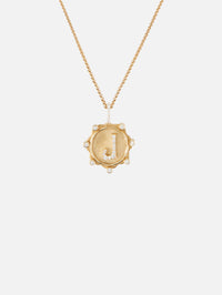 Pave Initial Coin Necklace,MARLO LAZ,YELLOW GOLD,Image 5