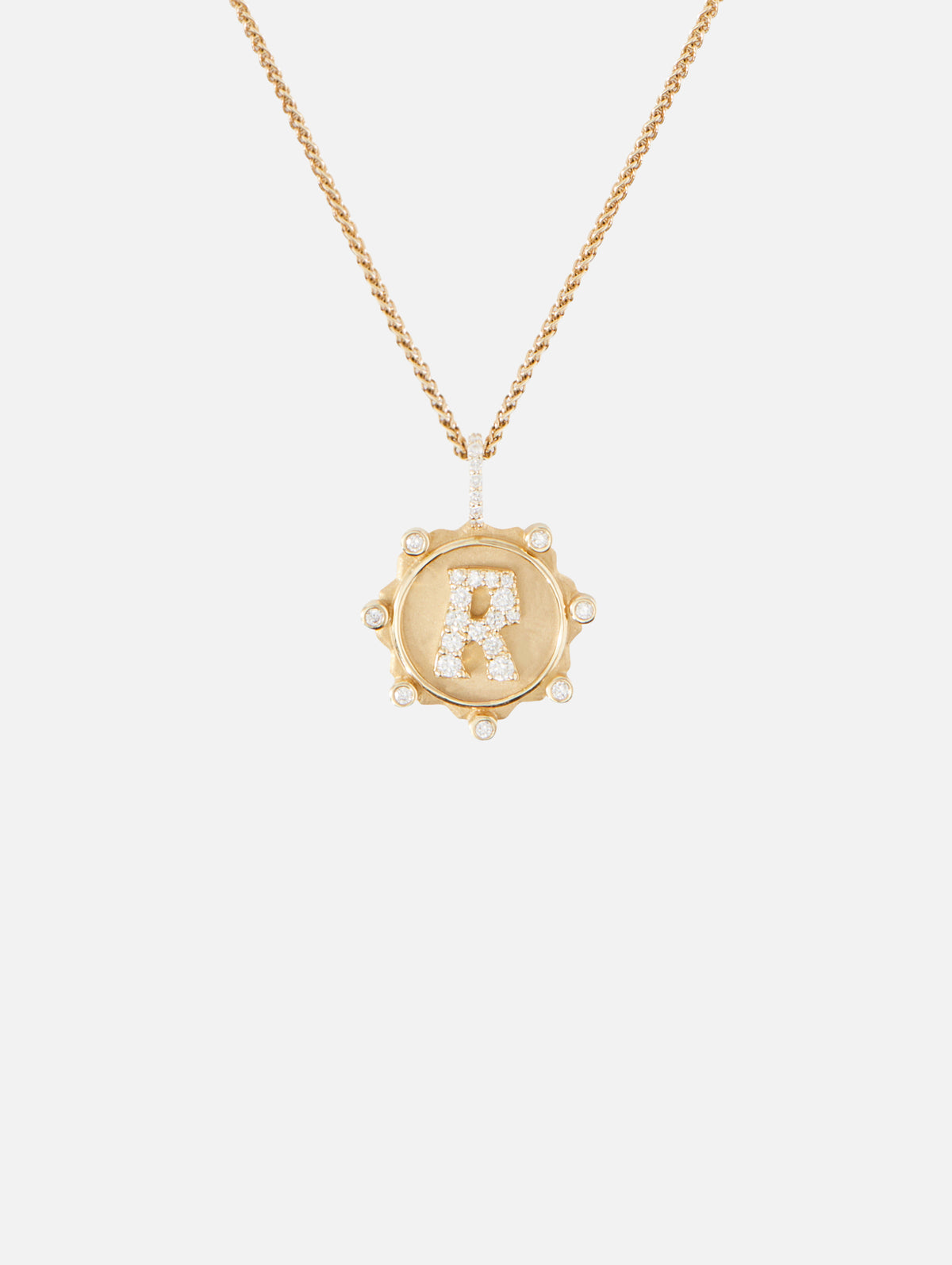 Pave Initial Coin Necklace,MARLO LAZ,YELLOW GOLD,Image 7