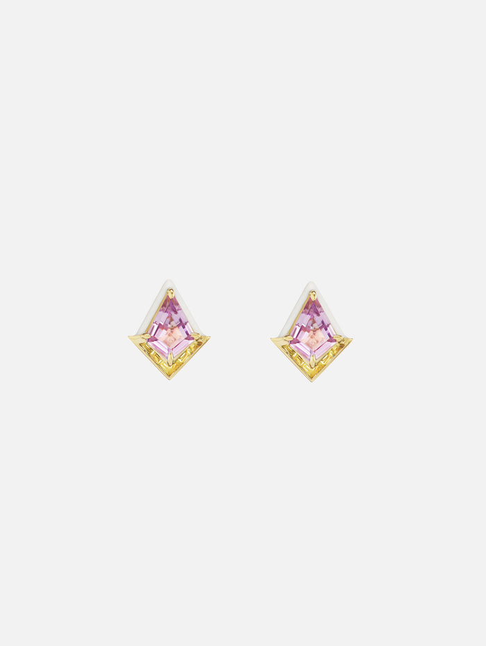 Amethyst and Yellow Quartz Twinkle Studs,EMILY P WHEELER,YELLOW GOLD,Image 1