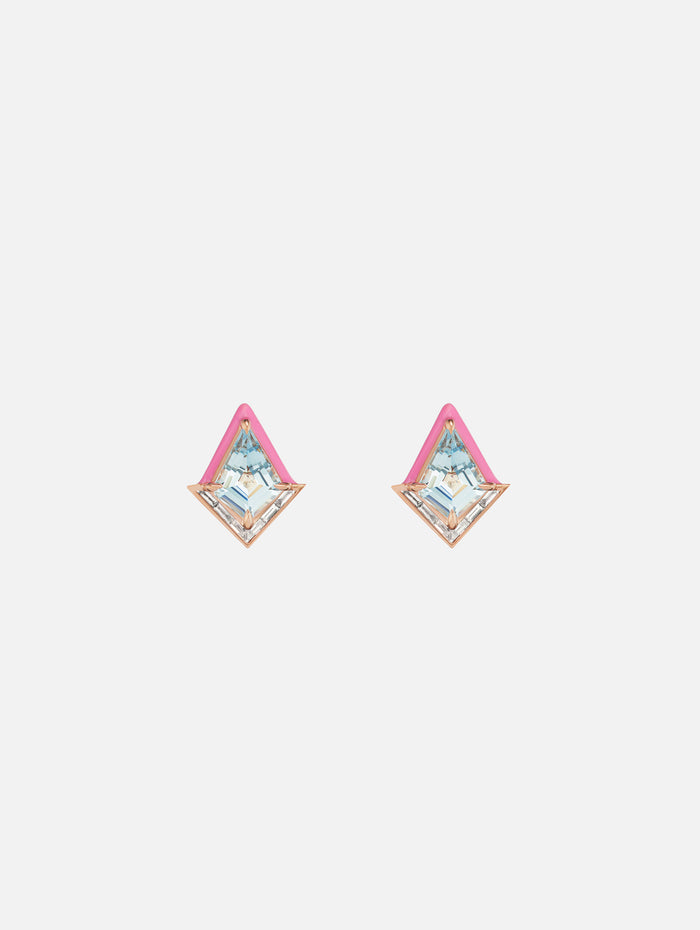Aquamarine and Diamond Twinkle Studs,EMILY P WHEELER,ROSE GOLD,Image 1