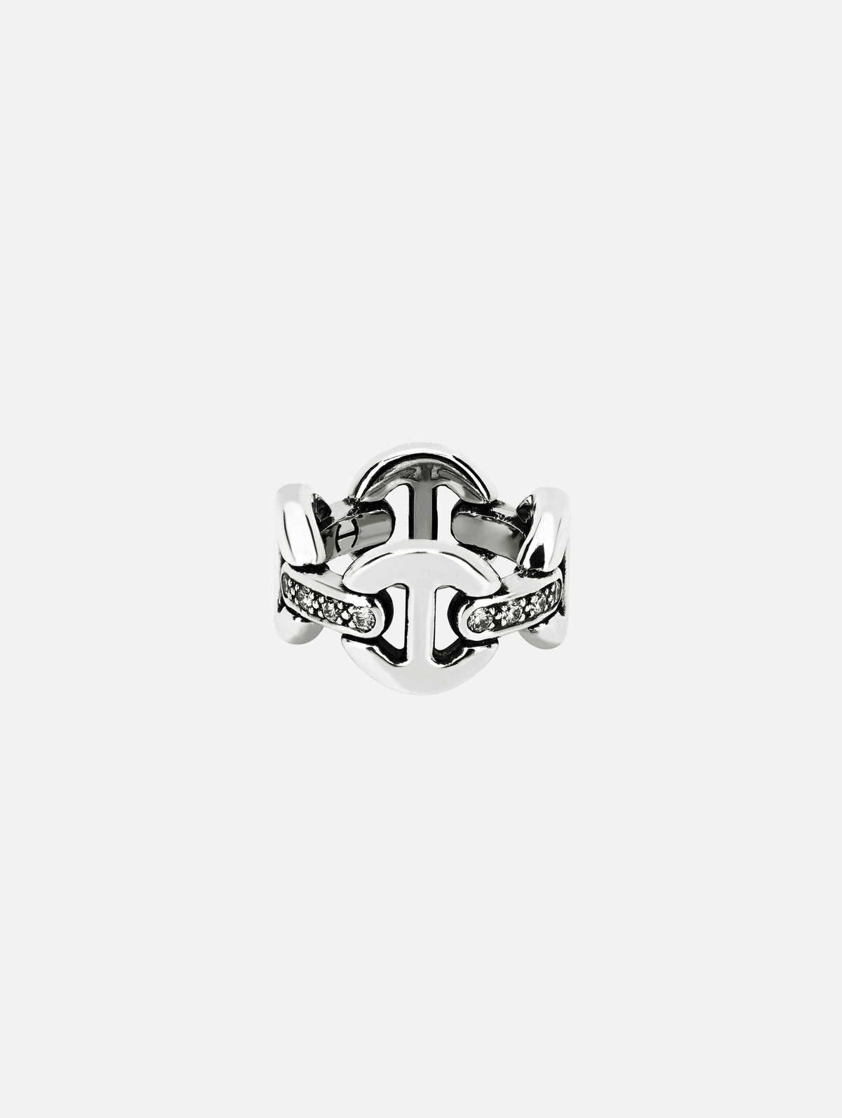 Sterling Silver Quad Link Ring with Diamond Bridges,HOORSENBUHS,SS,Image 1
