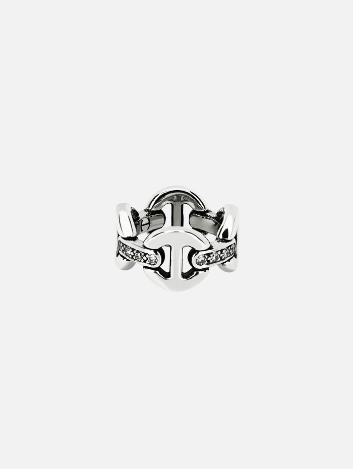 Sterling Silver Quad Link Ring with Diamond Bridges,HOORSENBUHS,SS,Image 1