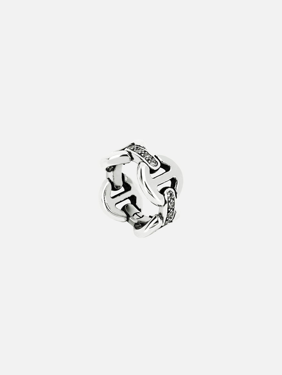 Sterling Silver Quad Link Ring with Diamond Bridges,HOORSENBUHS,SS,Image 3