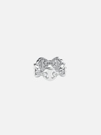Dame Classic Tri Link Ring With Diamond Bridges,HOORSENBUHS,WHITE GOLD,Image 1