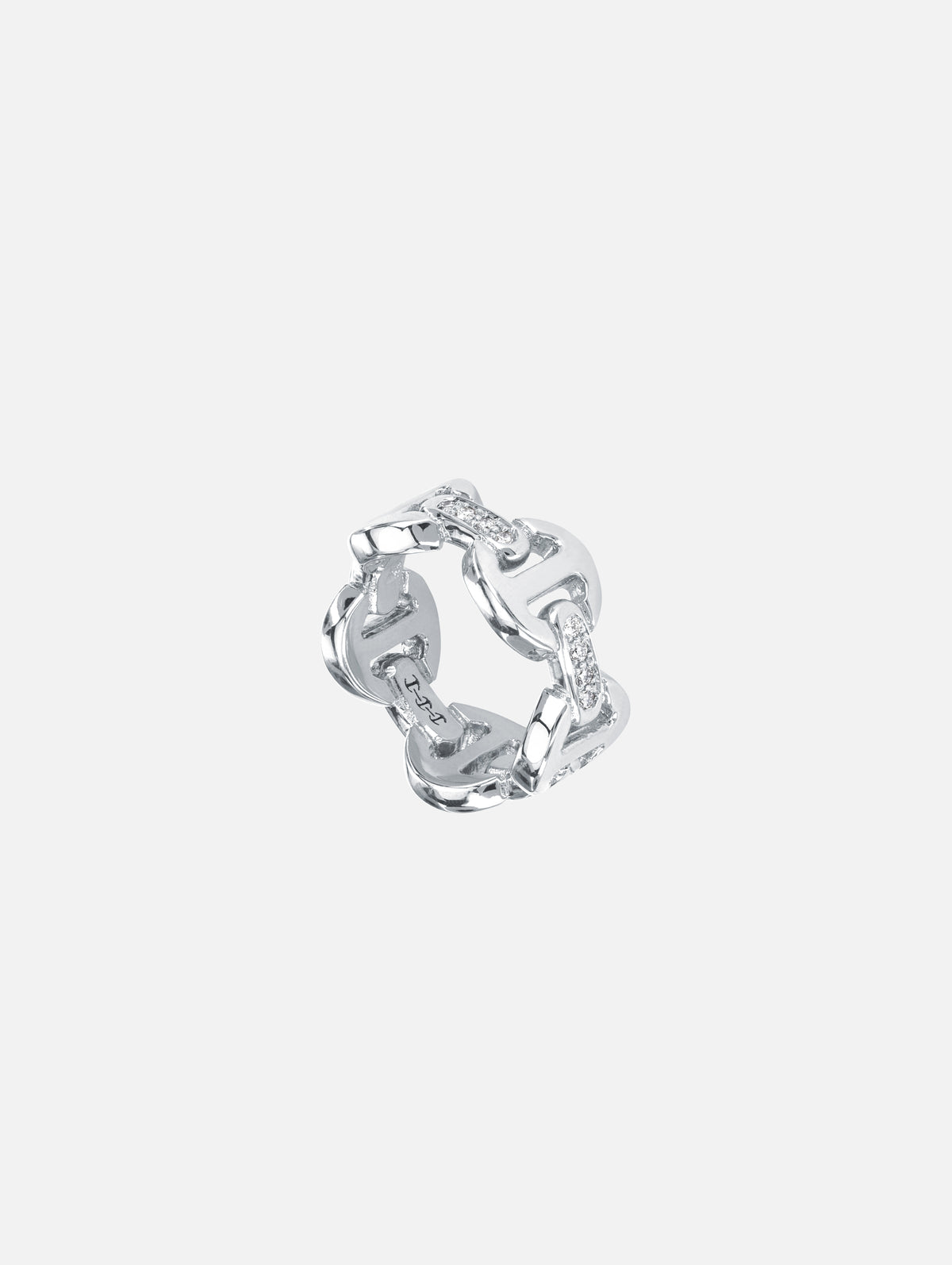 Dame Classic Tri Link Ring With Diamond Bridges,HOORSENBUHS,WHITE GOLD,Image 3