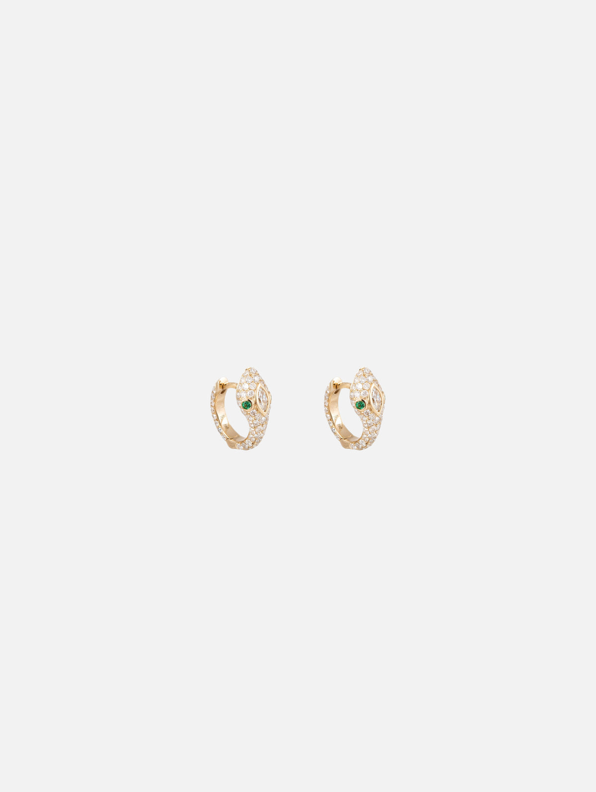 Emerald Eyes Pavé Diamond Snake Mini Hoop,JACQUIE AICHE,YELLOW GOLD,Image 1