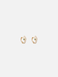 Emerald Eyes Pavé Diamond Snake Mini Hoop,JACQUIE AICHE,YELLOW GOLD,Image 1