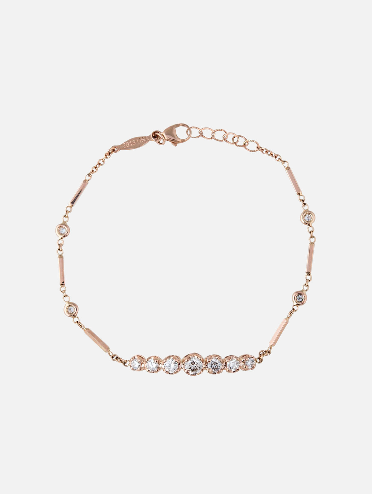 7 Diamond Kate Smooth Bar Bracelet,JACQUIE AICHE,ROSE GOLD,Image 1