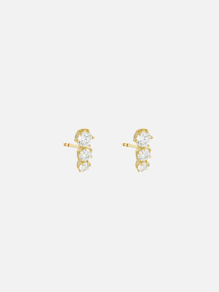 Ara Three Stone Studs,JADE TRAU,YELLOW GOLD,Image 1
