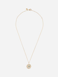 Mini Turquoise Porte Bonheur Necklace,MARLO LAZ,YELLOW GOLD,Image 3