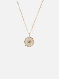 Mini Turquoise Porte Bonheur Necklace,MARLO LAZ,YELLOW GOLD,Image 1