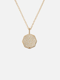 Mini Turquoise Porte Bonheur Necklace,MARLO LAZ,YELLOW GOLD,Image 4