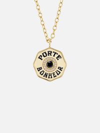Large Black Diamond Porte Bonheur Necklace,MARLO LAZ,YELLOW GOLD,Image 1