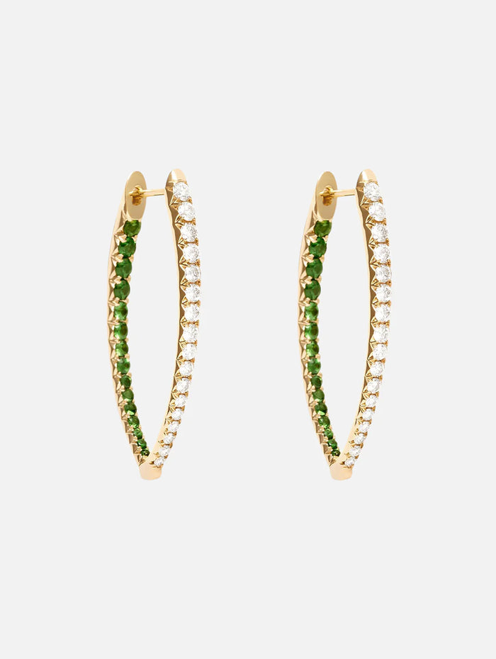 Medium White Diamond and Tsavorite Cristina Earrings,MELISSA KAYE,YELLOW GOLD,Image 1