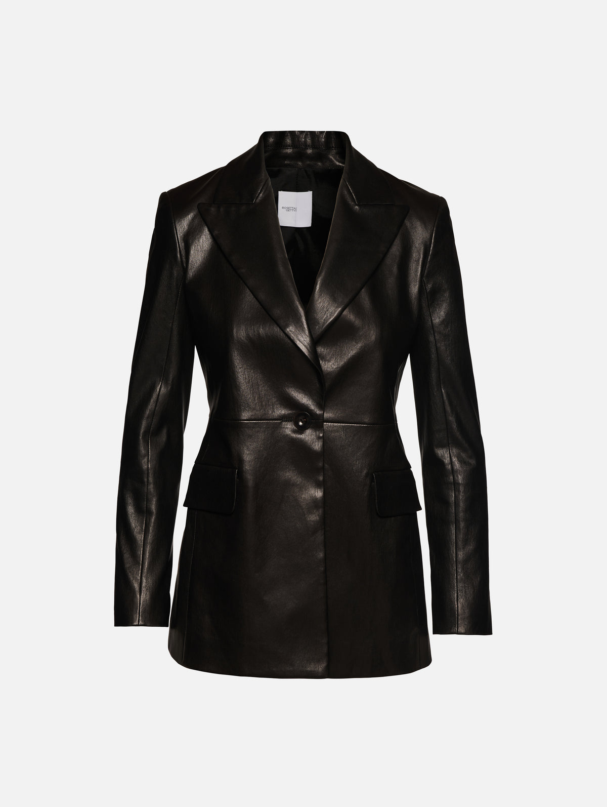 Peak Lapel Leather Jacket,ROSETTA GETTY,BLACK,Image 1
