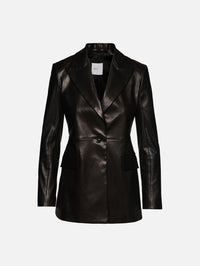 Peak Lapel Leather Jacket,ROSETTA GETTY,BLACK,Image 1