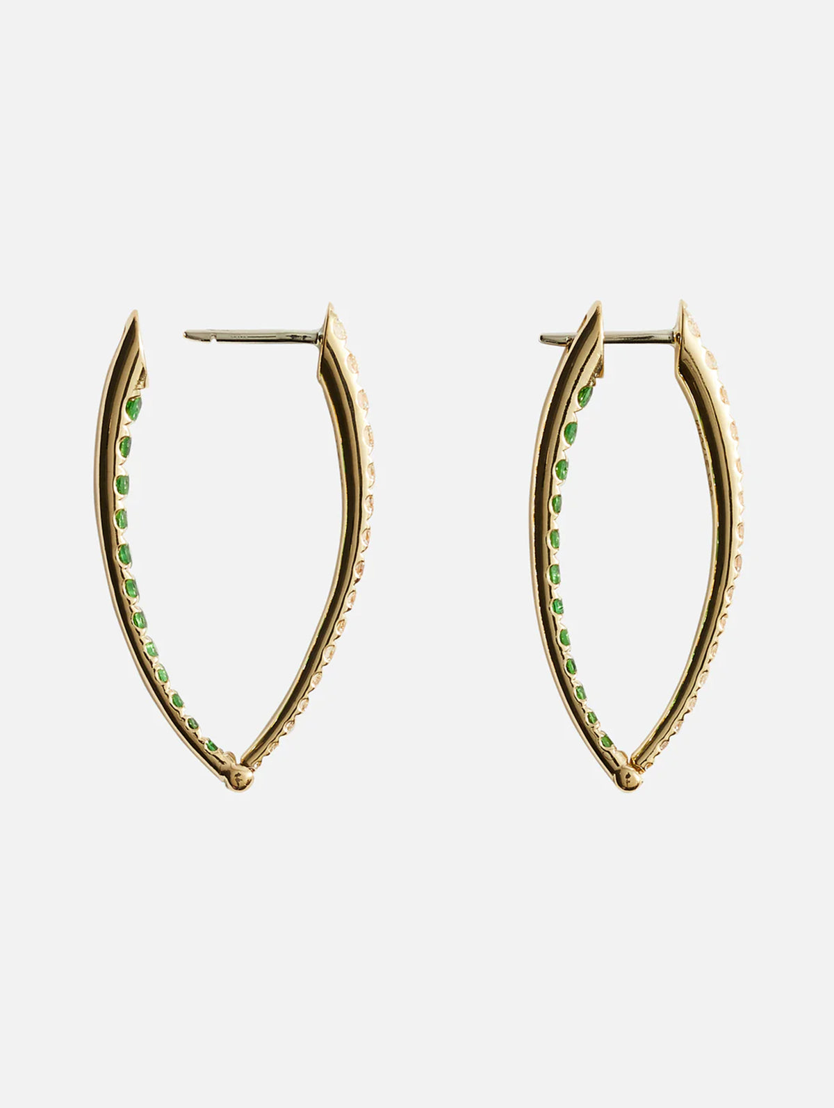 Medium White Diamond and Tsavorite Cristina Earrings,MELISSA KAYE,YELLOW GOLD,Image 3